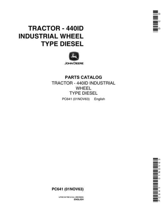 John Deere 440ID Tractors Parts Catalog Manual – PC641
