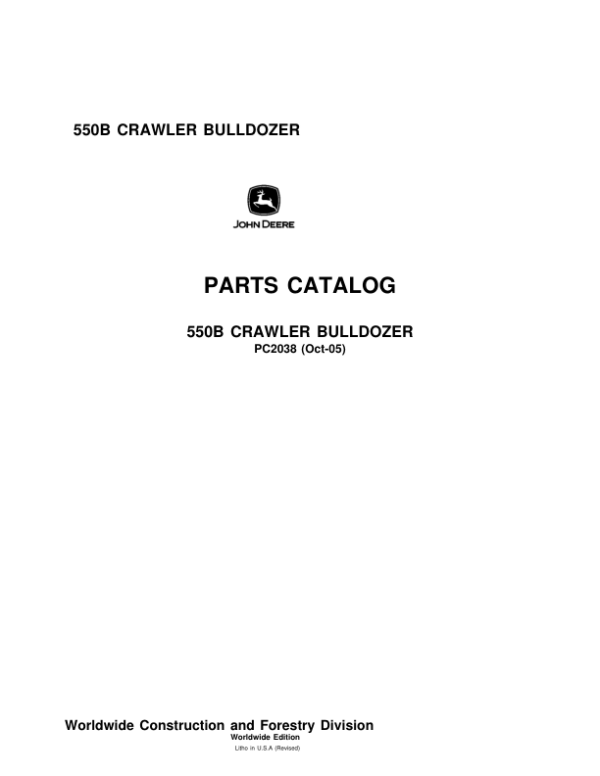 John Deere 550B Crawlers Parts Catalog Manual – PC2038