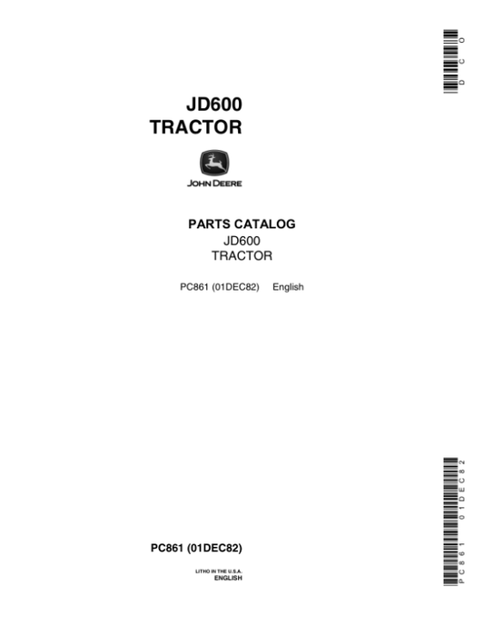 John Deere 600 Tractors Parts Catalog Manual – PC861