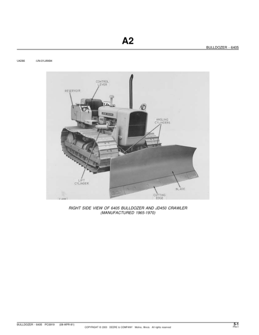 John Deere 6405, 450, 450B Attachments (SN Parts Catalog is for a 6405 Bulldozer Attachment.) Parts Catalog Manual – PC919
