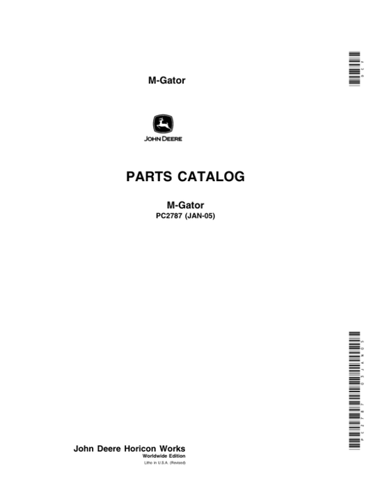 John Deere 6X4 Utility Vehicle (Yr 1999 – 2005) Parts Catalog Manual – PC2787