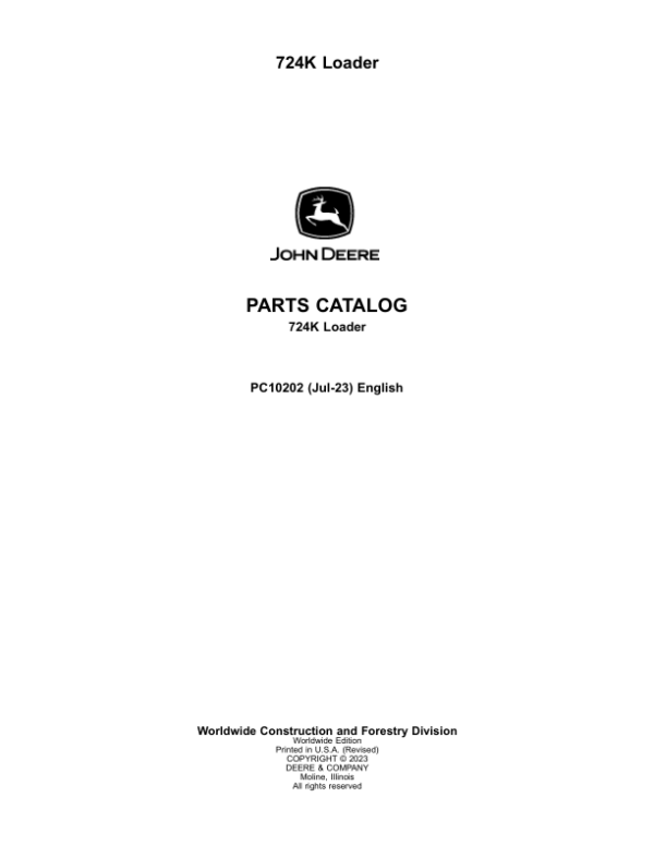 John Deere 724K Loaders Parts Catalog Manual – PC10202