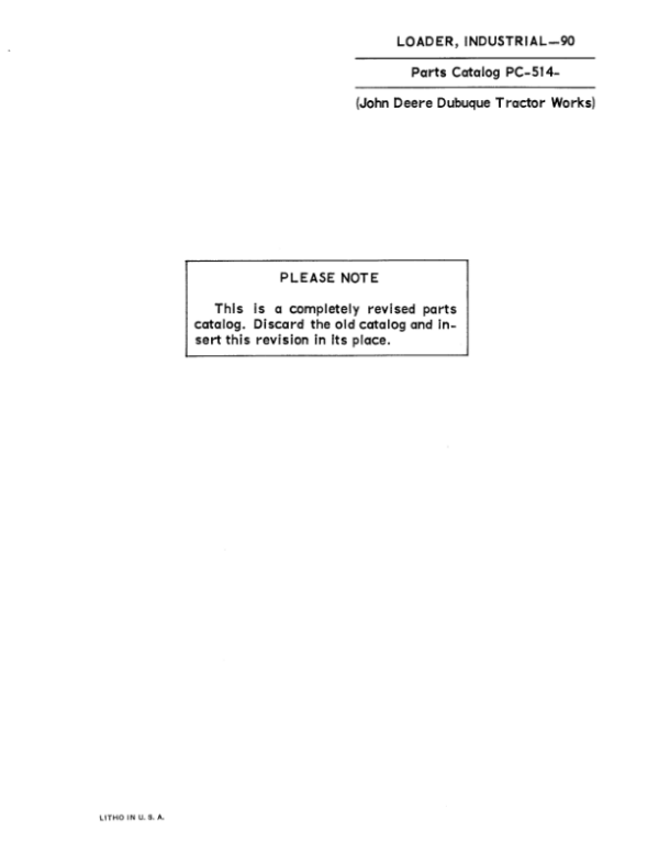 John Deere 90 Attachments (John Deere 420 Crawler Tractor) Parts Catalog Manual – PC514