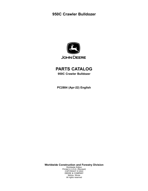 John Deere 950C Crawlers Parts Catalog Manual – PC2884