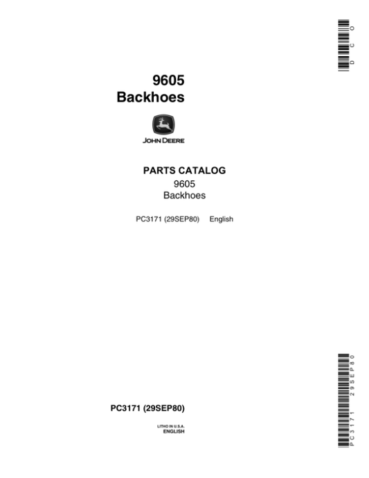 John Deere 9605 Backhoe Attachments Parts Catalog Manual – PC3171