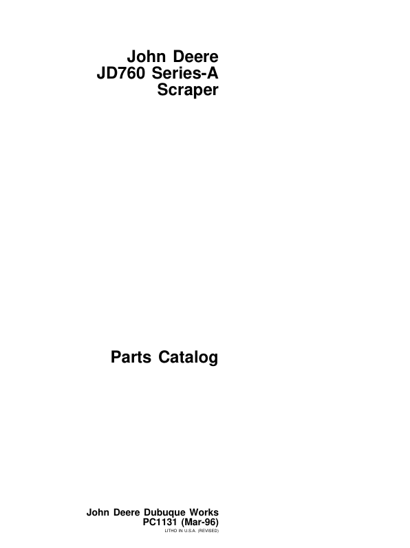 John Deere JD760 Serie A (Manufactured 1969-1975) Parts Catalog Manual – PC1131