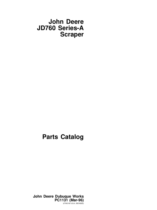 John Deere JD760 Serie A (Manufactured 1969-1975) Parts Catalog Manual – PC1131
