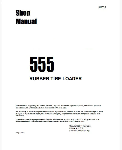 Komatsu 555 Rubber Tire Wheel Loader Pdf Repair Service Manual