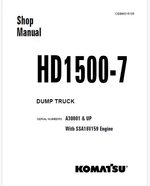 Komatsu HD1500-7 Dump Truck Pdf Repair Service Manual Sn A30001 & UP