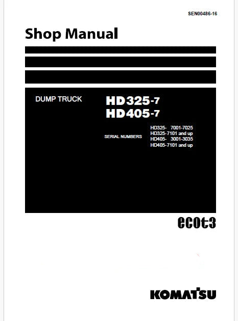 Komatsu HD405 Dump Truck Pdf Repair Service Manual Sn 3001-3035