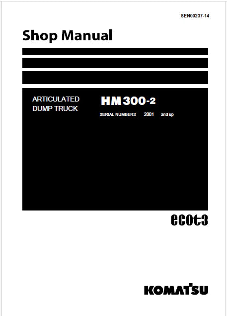 Komatsu HM300-2 Articulated Dump Truck Pdf Shop Repair Service Manual Sn 2001 and UP (JPN)
