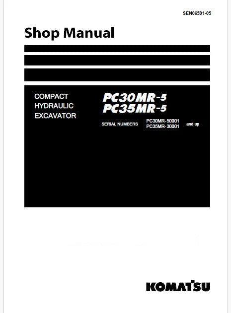 Komatsu PC35MR-5 Hydraulic Excavator Pdf Repair Service Manual Sn 30001 and UP