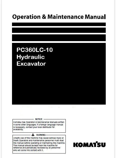 Komatsu PC360LC-10 Hydraulic Excavator Pdf Operation and Maintenance Manual