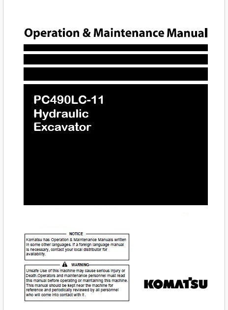 Komatsu PC490LC-11 Hydraulic Excavator Pdf Operation and Maintenance Manual