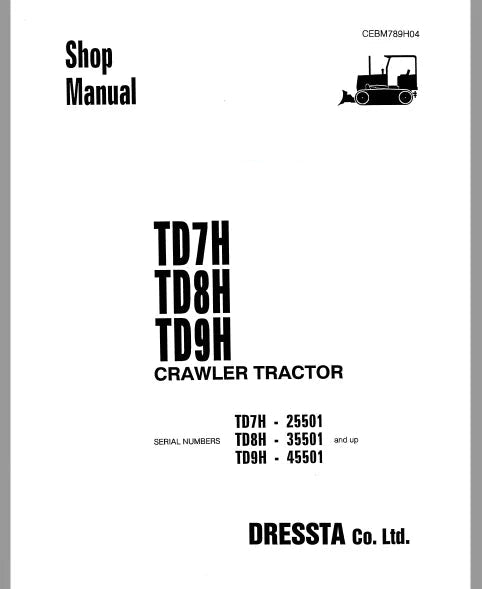 Komatsu TD9H Crawler Tractor/Bulldozer Pdf Repair Service Manual Sn 45501 and UP