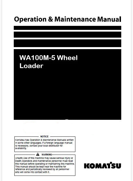 Komatsu WA100M-5 Wheel Loader Pdf Operation and Maintenance Manual