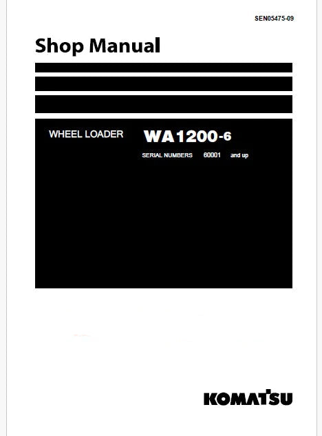 Komatsu WA1200-6 Wheel Loader Pdf Repair Service Manual Sn 60001 and UP