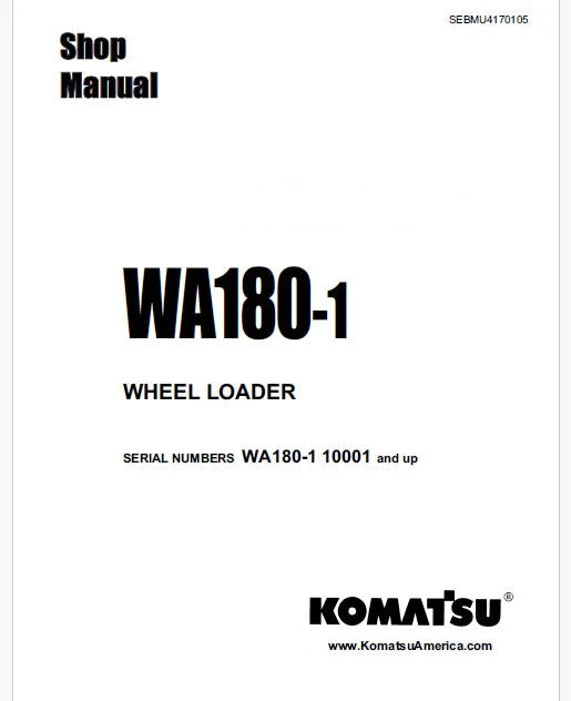Komatsu WA180-1 Wheel Loader Pdf Repair Service Manual Sn 10001 and UP