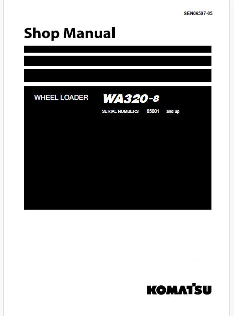 Komatsu WA320-8 Wheel Loader Pdf Repair Service Manual Sn 85001 and UP