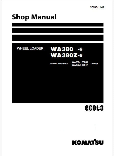 Komatsu WA380-6 Wheel Loader ecot3 Pdf Repair Service Manual Sn 65001 and UP