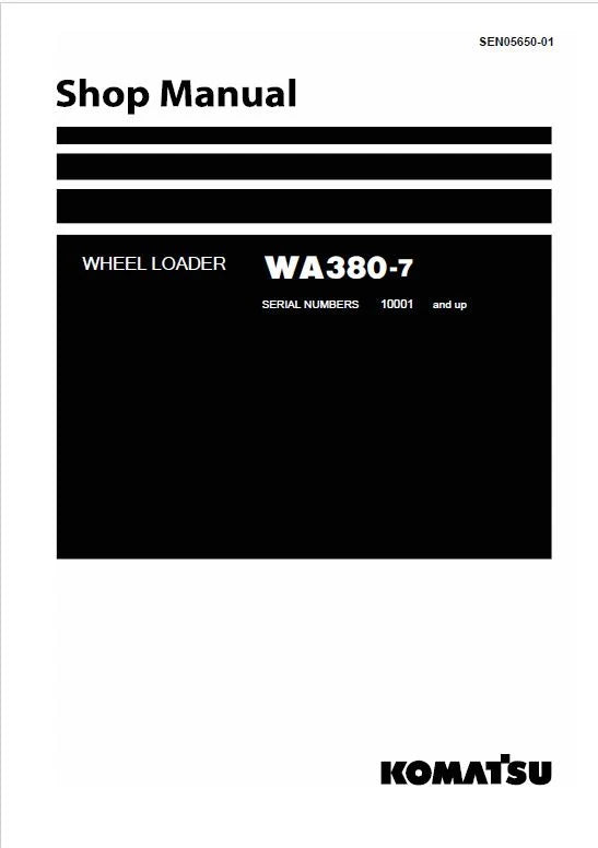 Komatsu WA380-7 Wheel Loader Pdf Shop Repair Service Manual Sn 10001 And Up