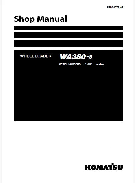 Komatsu WA380-8 Wheel Loader Pdf Repair Service Manual Sn 15001 and UP
