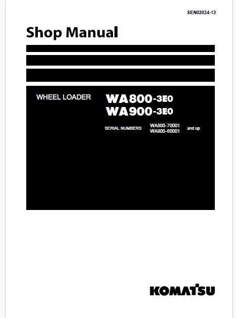 Komatsu WA900-3E0 Wheel Loader Pdf Repair Service Manual Sn 60001 and UP