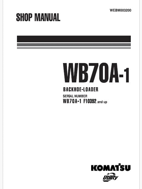 Komatsu WB93R-2 Backhoe Loader Pdf Repair Service Manual Sn 93F20001 and UP