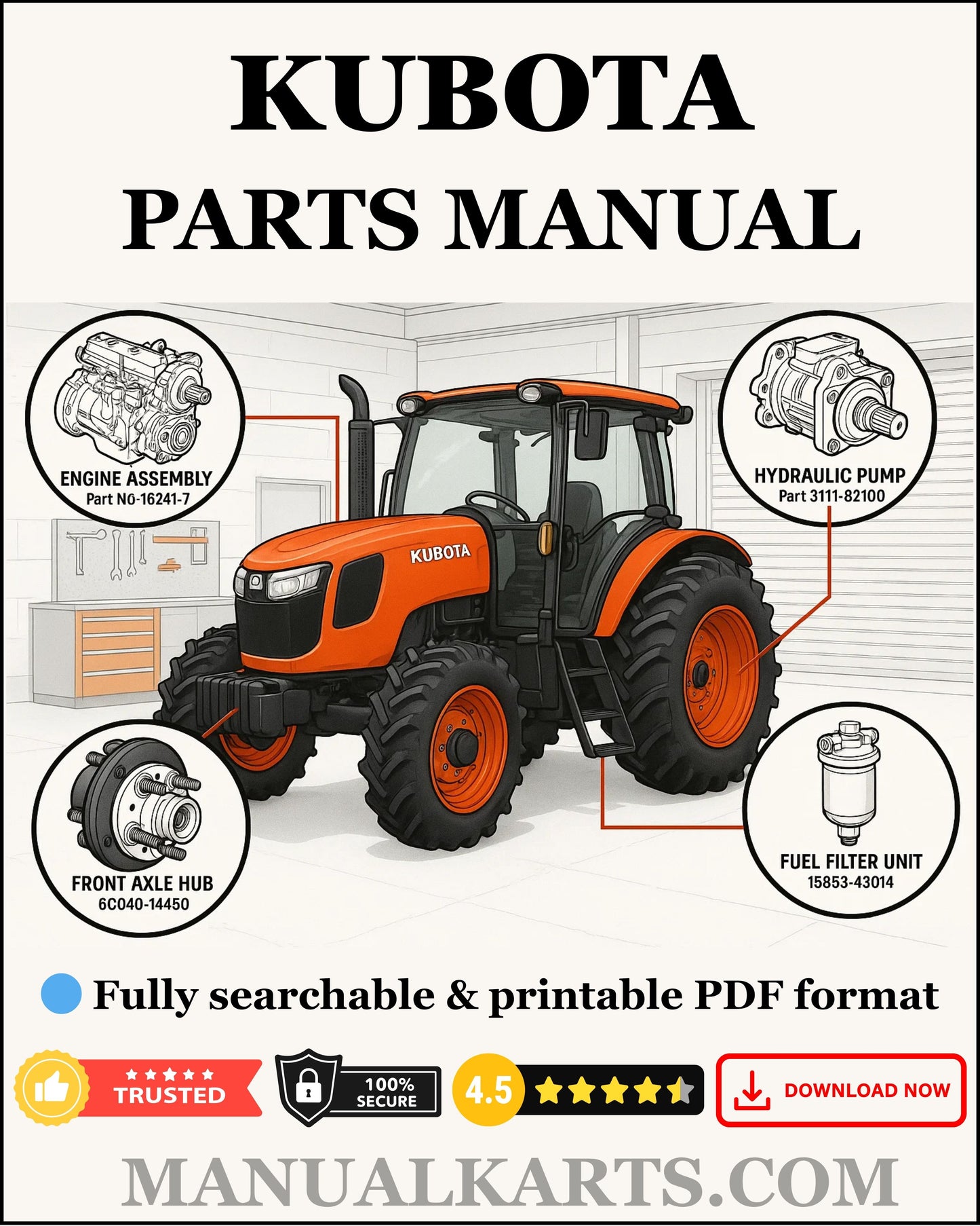 Kubota W5021-TC T TC-S T-S Walk Behind Mower Pdf Parts Manual