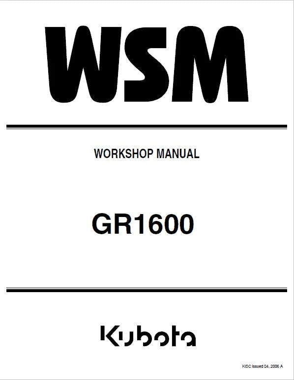 Kubota GR1600, GR 1600 Mower Lawn Garden Tractor Pdf Repair Service Manual