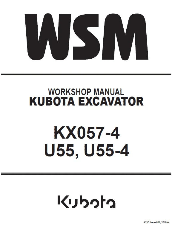 Kubota KX057-4 U55 U55-4 Excavator Pdf Repair Service Manual