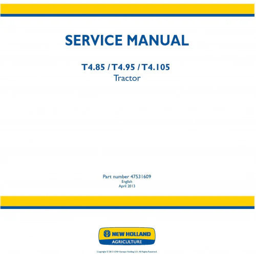 New Holland T4.85, T4.95, T4.105 Tractor Pdf Repair Service Manual