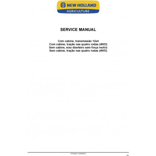 New Holland TL60E, TL75E, TL85E, TL95E Latin American Tractor Pdf Repair Service Manual