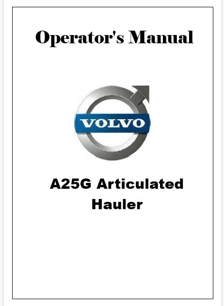 Volvo A25G Articulated Hauler Pdf Operator's Manual