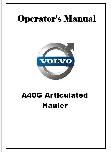 Volvo A40G Articulated Hauler Pdf Operator's Manual