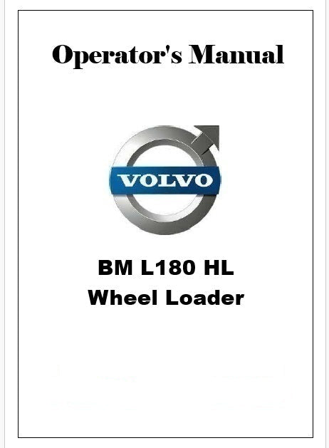 Volvo BM L180 HL Wheel Loader Pdf Operator's Manual