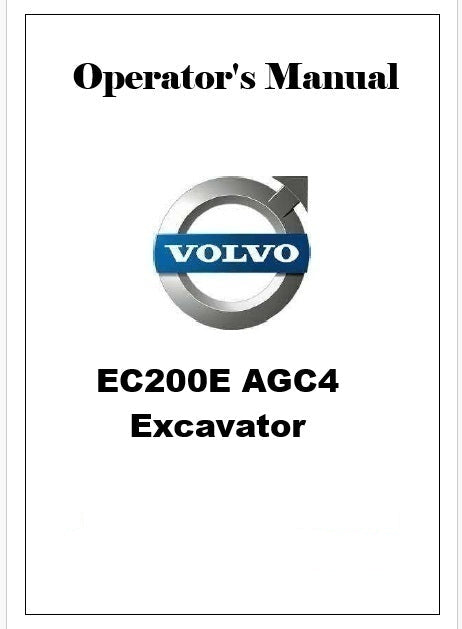 Volvo EC200E AGC4 Excavator Pdf Operator's Manual