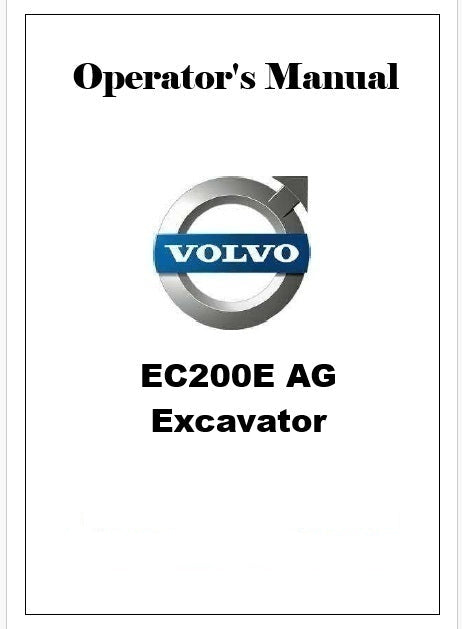 Volvo EC200E AG Excavator Pdf Operator's Manual