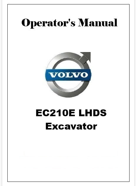Volvo EC210E LHDS Excavator Pdf Operator's Manual