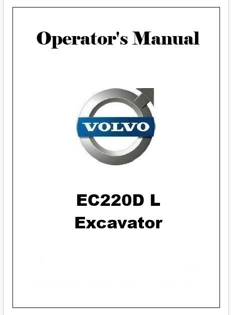 Volvo EC220D L Excavator Pdf Operator's Manual