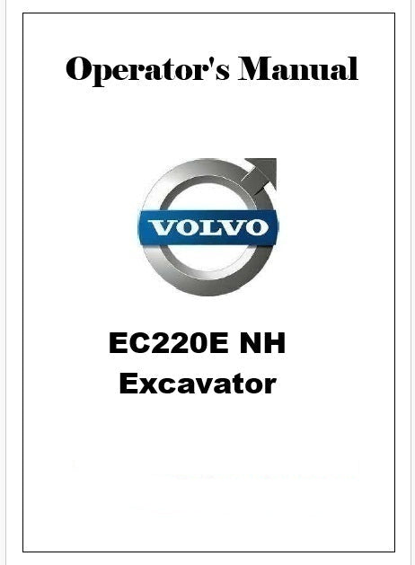 Volvo EC220E NH Excavator Pdf Operator's Manual