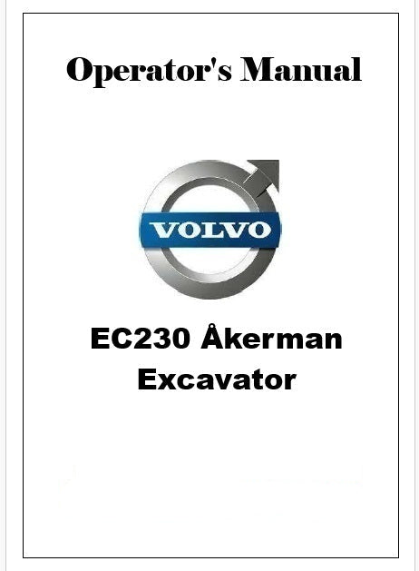 Volvo EC230 Åkerman Excavator Pdf Operator's Manual