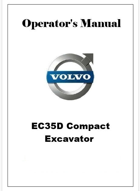 Volvo EC35D Compact Excavator Pdf Operator's Manual