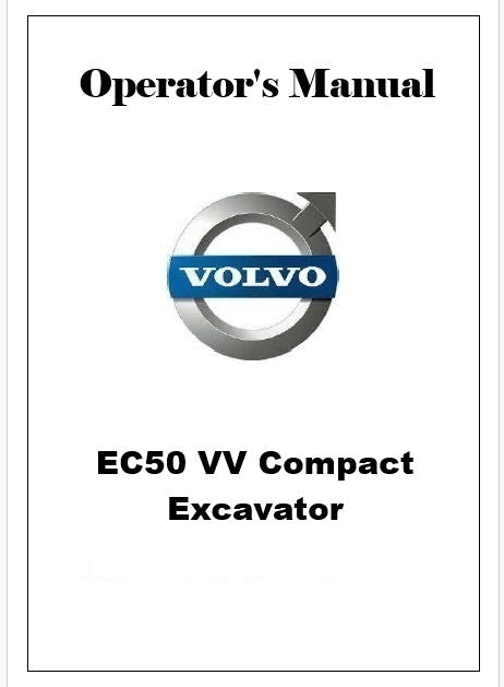 Volvo EC50 VV Compact Excavator Pdf Operator's Manual