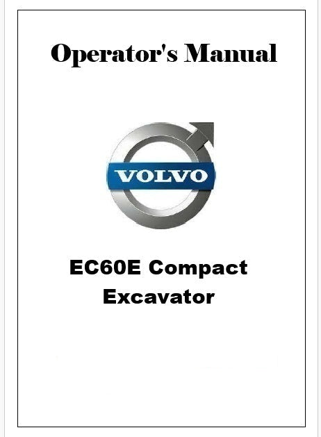 Volvo EC60E Compact Excavator Pdf Operator's Manual