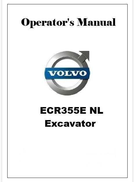 Volvo ECR355E NL Excavator Pdf Operator's Manual