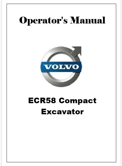 Volvo ECR58 Compact Excavator Pdf Operator's Manual