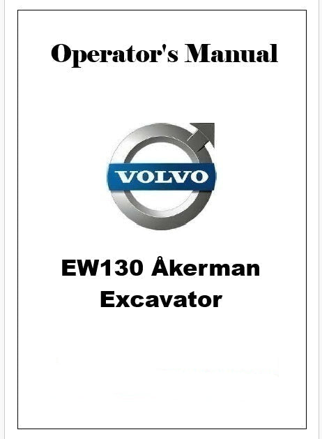 Volvo EW130 Åkerman Excavator Pdf Operator's Manual
