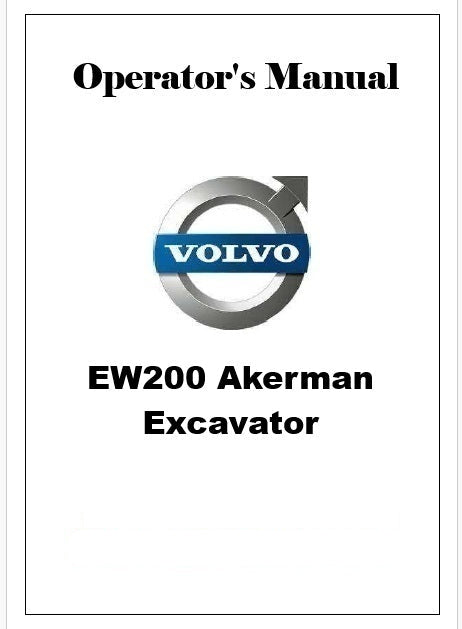 Volvo EW200 Akerman Excavator Pdf Operator's Manual