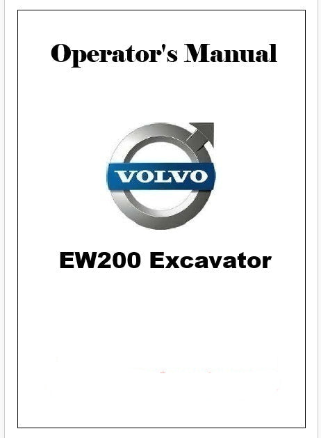 Volvo EW200 Excavator Pdf Operator's Manual